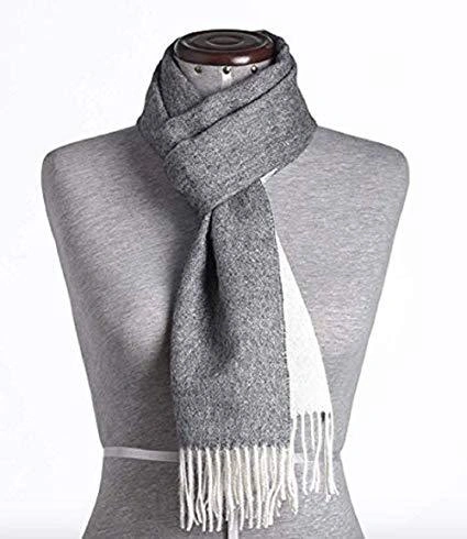 Cozy Alpaca Scarf Grey White Winter Warmth Luxury Style